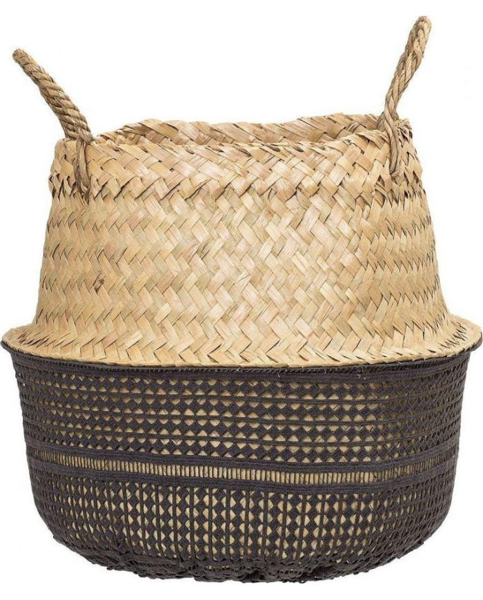 Cesta Seagrass con asas 30x35 cm Marrón y negra