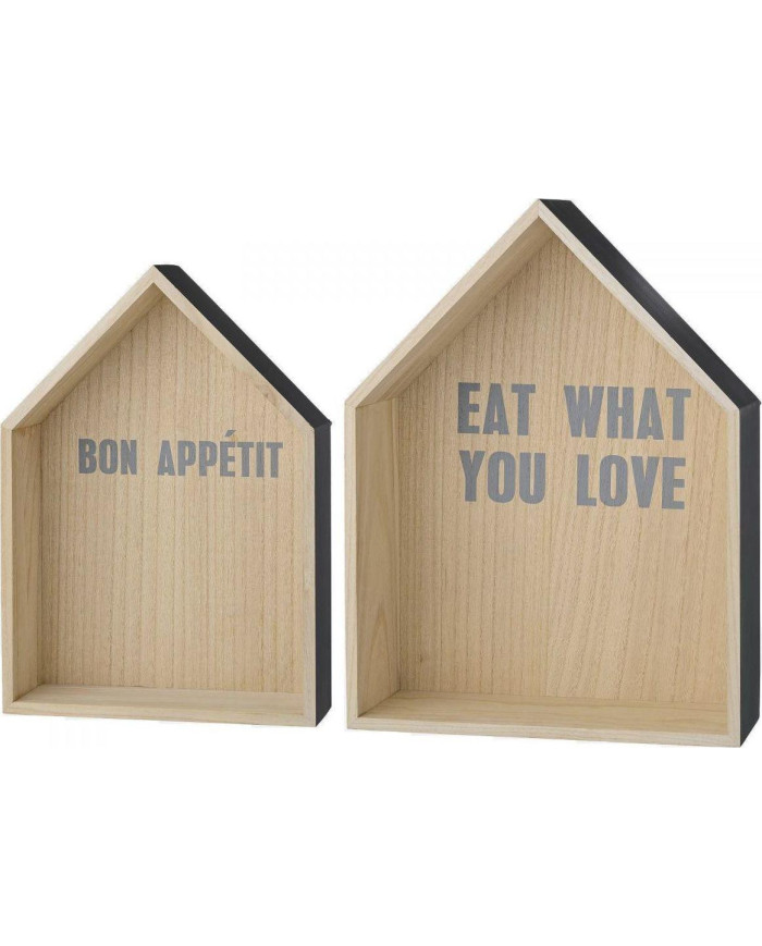 Estanterías Casas 37x14 cm (2 set) gris y madera