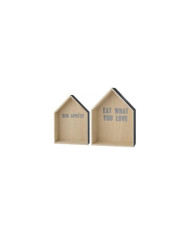Estanterías Casas 37x14 cm (2 set) gris y madera