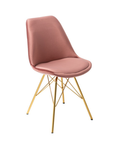 Silla Scandinavia Retro 46x85 cm rosa sucio patas doradas