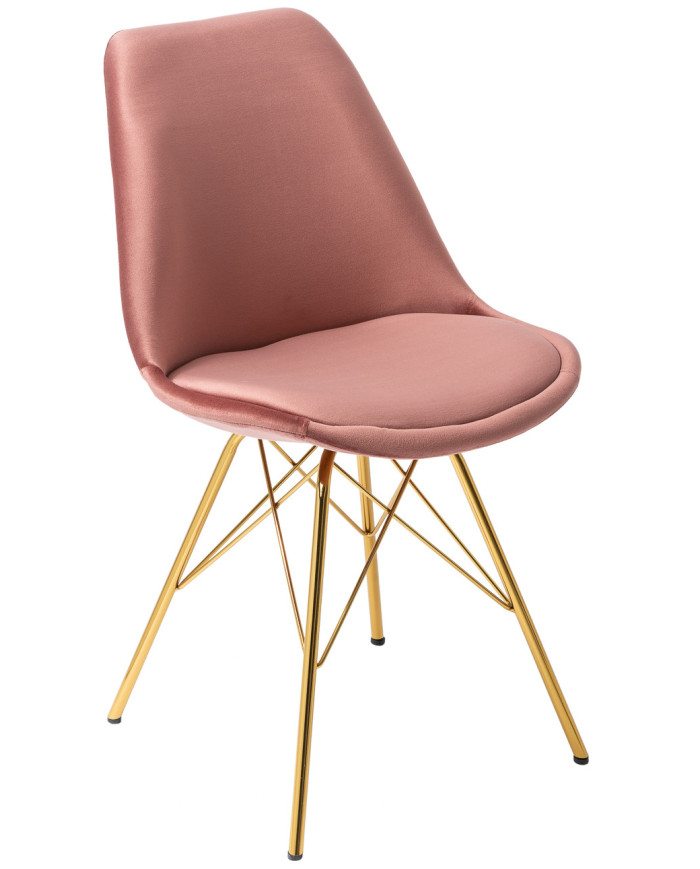 Silla Scandinavia Retro 46x85 cm rosa sucio patas doradas