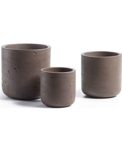 Set Low de 3 maceteros marrón
