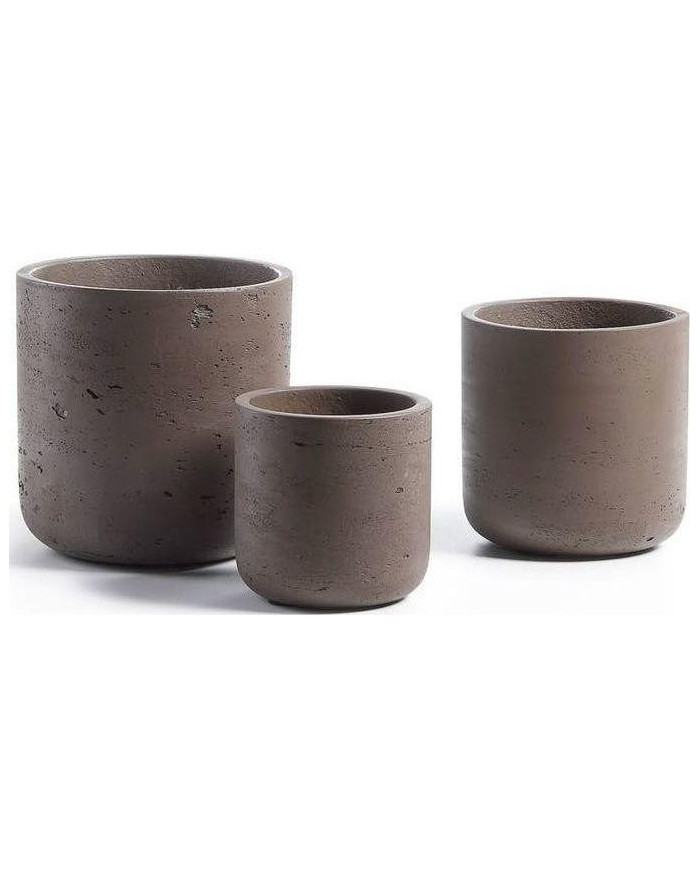 Set Low de 3 maceteros marrón