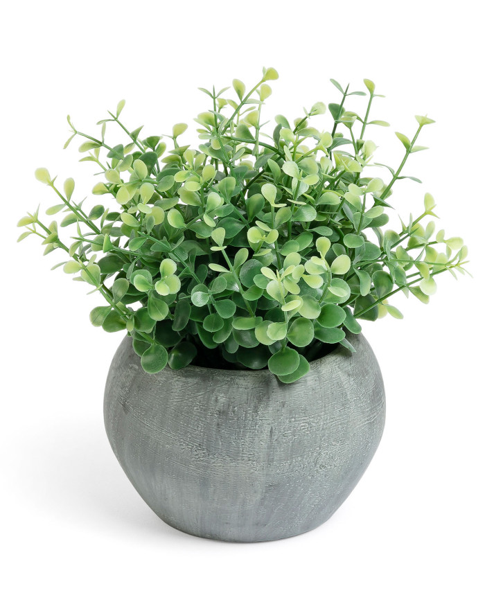 Planta artificial Eucalipto con maceta gris 19 cm
