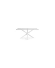 Mesa Argo 160 x 90 cm cristal patas de acero acabado blanco