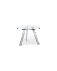 Mesa Carib    diam         110 cm cristal patas de acero acabado cromado