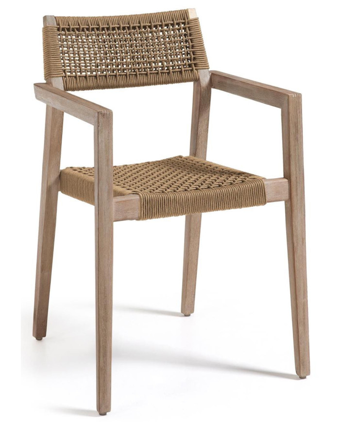 Silla Vetter madera maciza de eucalipto y cuerda beige