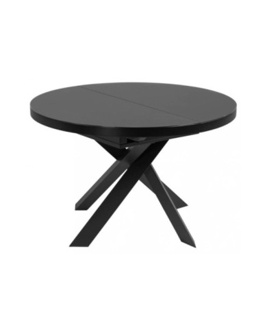 Mesa extensible Vashti    diam         120 (160) cm cristal patas de acero negro