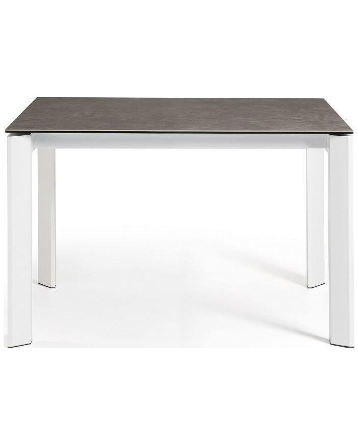 Mesa extensible Axis 120 (180) cm porcelánico acabado Vulcano Ceniza patas blanco