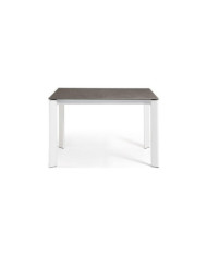 Mesa extensible Axis 120 (180) cm porcelánico acabado Vulcano Ceniza patas blanco