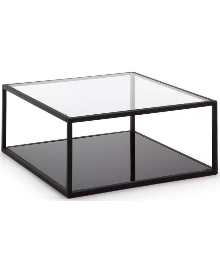 Mesa de centro Blackhill 80 x 80 cm cristal y acero acabado negro