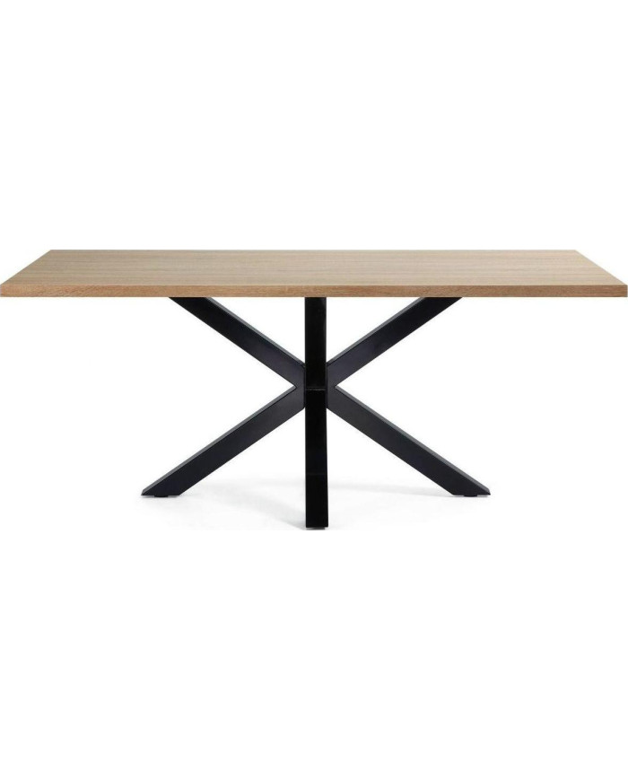 Mesa Argo 200 x 100 cm melamina acabado natural patas de acero con acabado negro