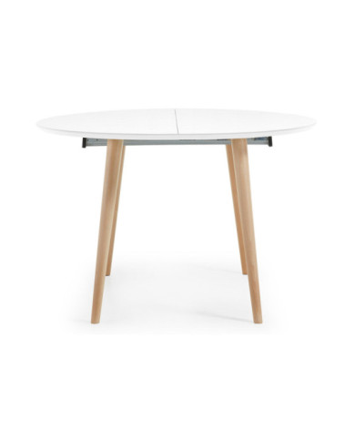 Mesa extensible redonda Oqui 120 (200) x 120 cm blanco