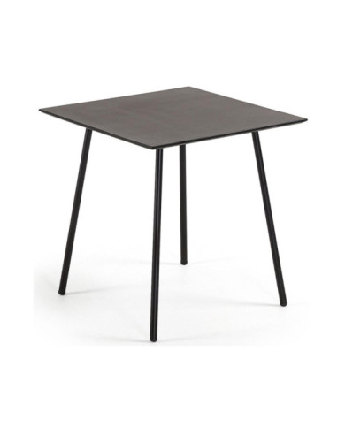 Mesa Mathis 75 x 75 cm cemento patas de acero acabado negro