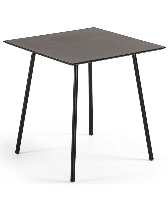 Mesa Mathis 75 x 75 cm cemento patas de acero acabado negro
