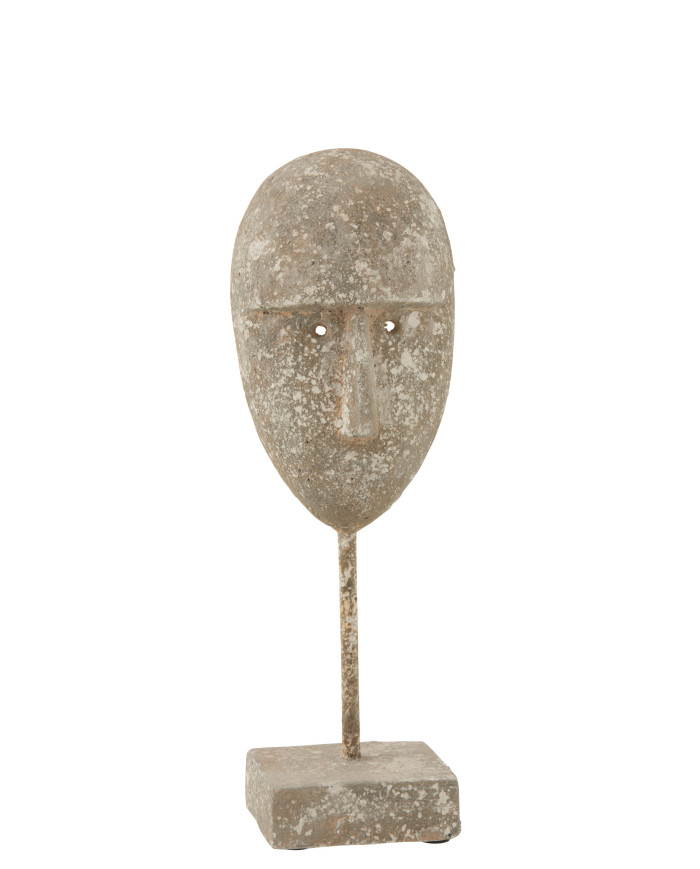 ESTATUILLA CARA CEMENTO GRIS L
