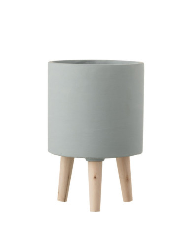 MACETA CON PIES CEM AZUL L