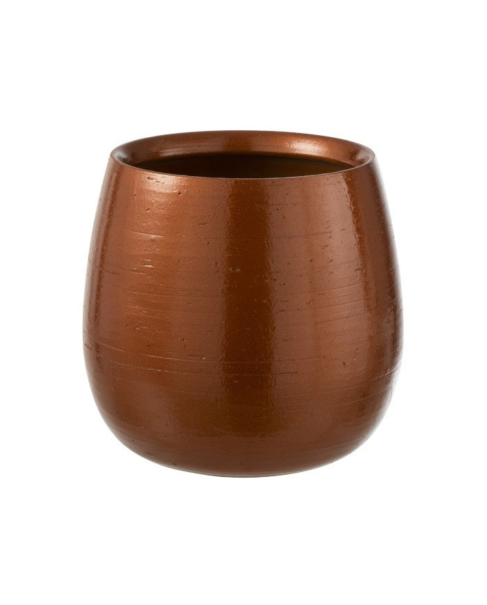 MACETA BRILL CER NARANJA/ORO L