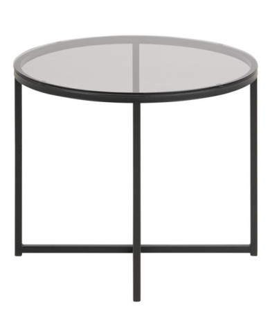 Mesa de centro cruzada    diam        55 cm ahumado - patas negras