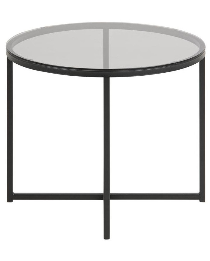 Mesa de centro cruzada    diam        55 cm ahumado - patas negras