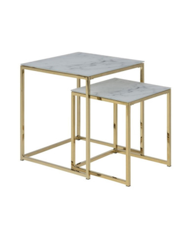 Un juego de dos mesas de centro Alisma patas de oro blanco.