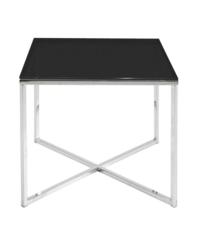 Mesa de centro cross 50x50 cm tapa de cristal negro