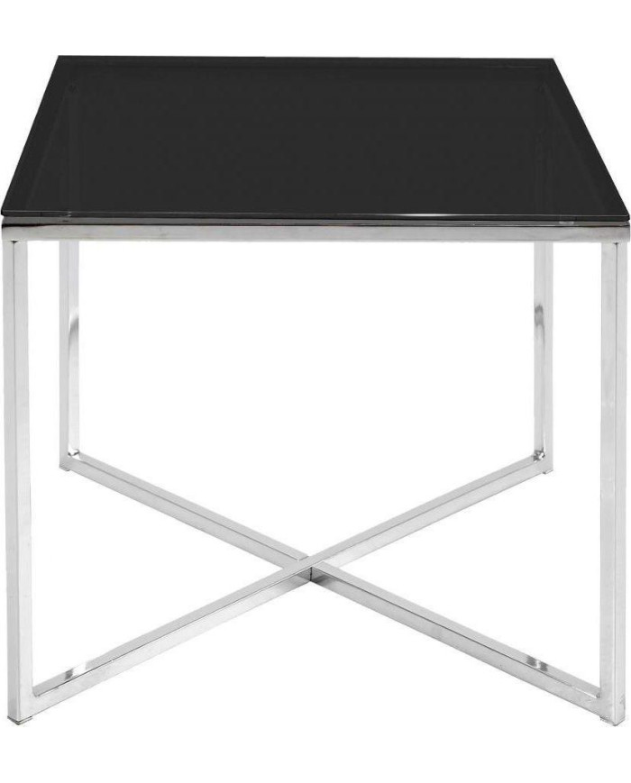 Mesa de centro cross 50x50 cm tapa de cristal negro
