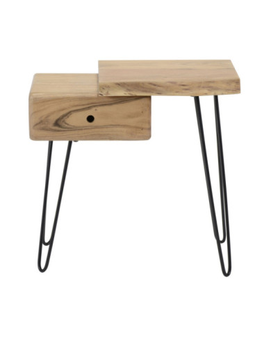 Mesa de noche Naturel, de madera, derecho
