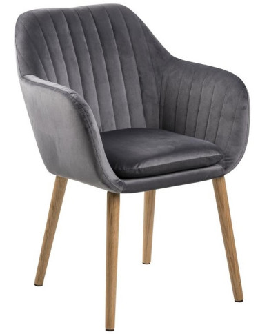 Silla Emilia 57x83 cm gris oscuro patas madera