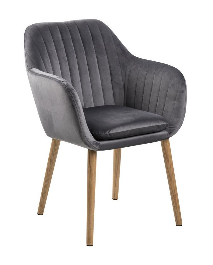 Silla Emilia 57x83 cm gris oscuro patas madera
