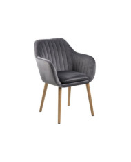 Silla Emilia 57x83 cm gris oscuro patas madera