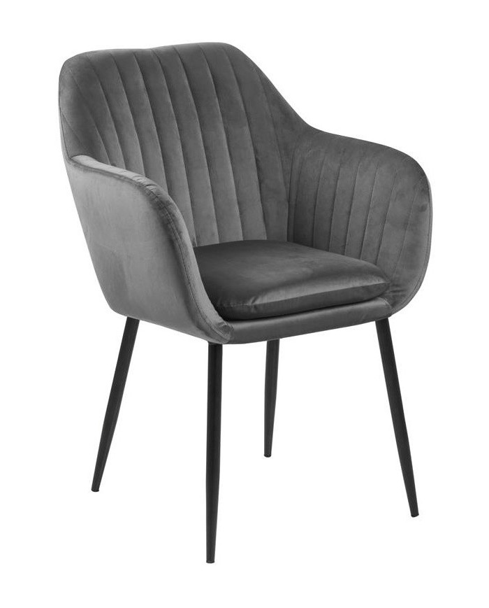 Silla Emilia gris oscuro 57x83 cm patas negras