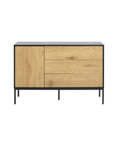 Cajonera seaford 120x82 cm con 3 cajones, negro y natural