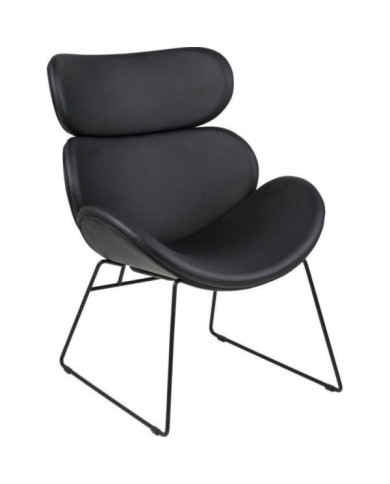 Cazar silla descansando aspecto de cuero negro de la PU, polvo de metal común revestido, negro