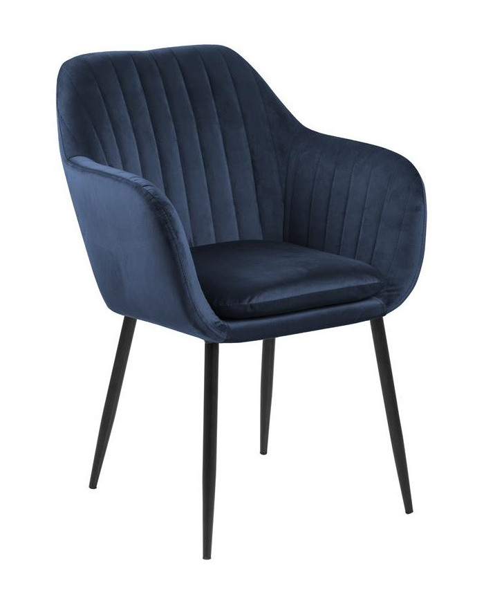 Silla Emilia 57x83 cm azul oscuro patas negras