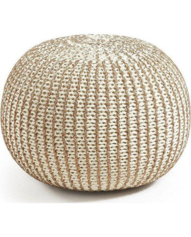Puf Shore 45x35 cm blanco y dorado