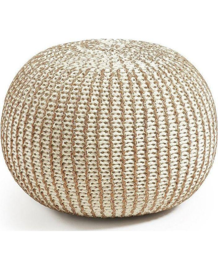 Puf Shore 45x35 cm blanco y dorado