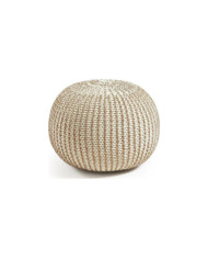 Puf Shore 45x35 cm blanco y dorado