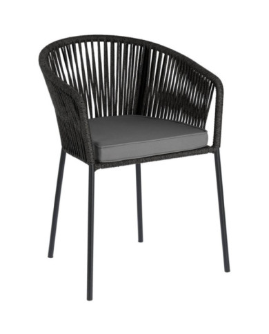Silla con descansabrazos Yanet 56x79 cm negra