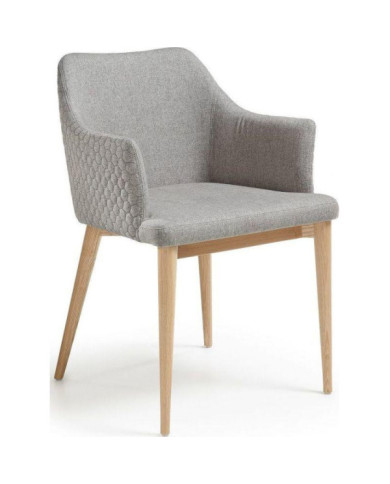 Silla Danai 54x80 cm, Gris Claro con patas de madera