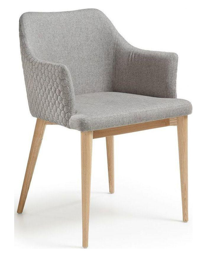 Silla Danai 54x80 cm, Gris Claro con patas de madera