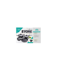 Bateria 7 Pzas Alum 1,8Mm Negra Interior Antiadherente Stone