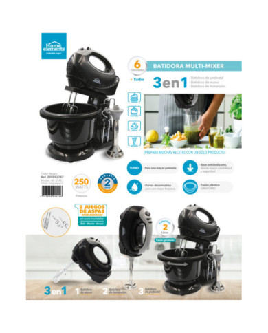 Batidora 3 En 1 Manual-Pedestal E Inmersion He 504