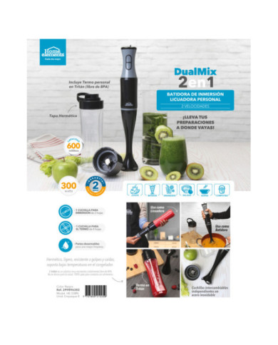 Batidora De Inmersion + Jarra Personal Tritan 300W He-538N