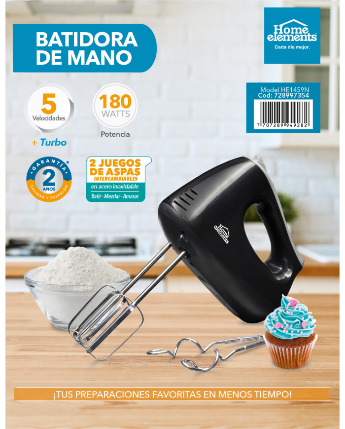 Batidora Electrica 5Vel Mas Turbo Mod He 1459 Home