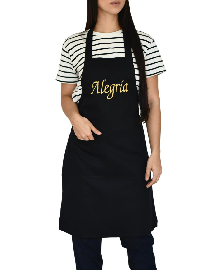 Delantal de Chef bordado "Alegría" - Dril Negro