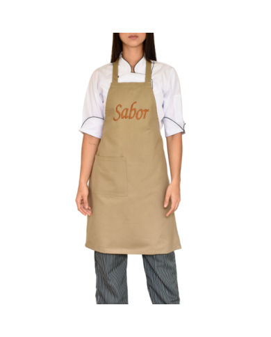 Delantal de Chef Bordado "Sabor" - Dril Khaki