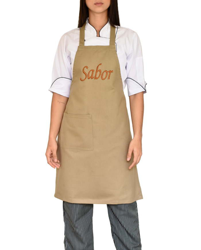 Delantal de Chef Bordado "Sabor" - Dril Khaki