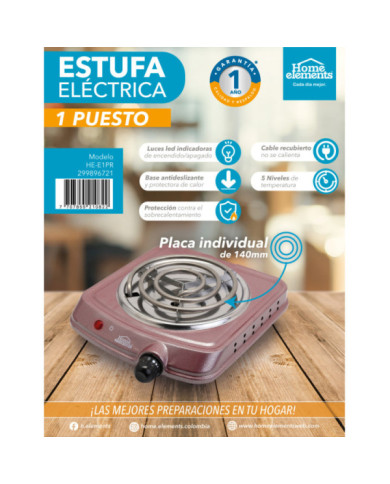 Estufa 1P Electrica 1.000W He-E1 Pj Roja