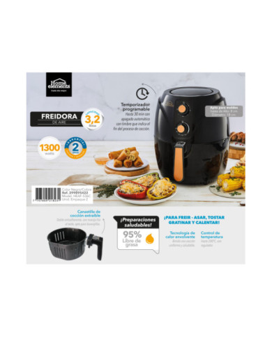 Freidora Aire / Sin Aceite Ref. He-Kdf536 Negra - Copper 3,2